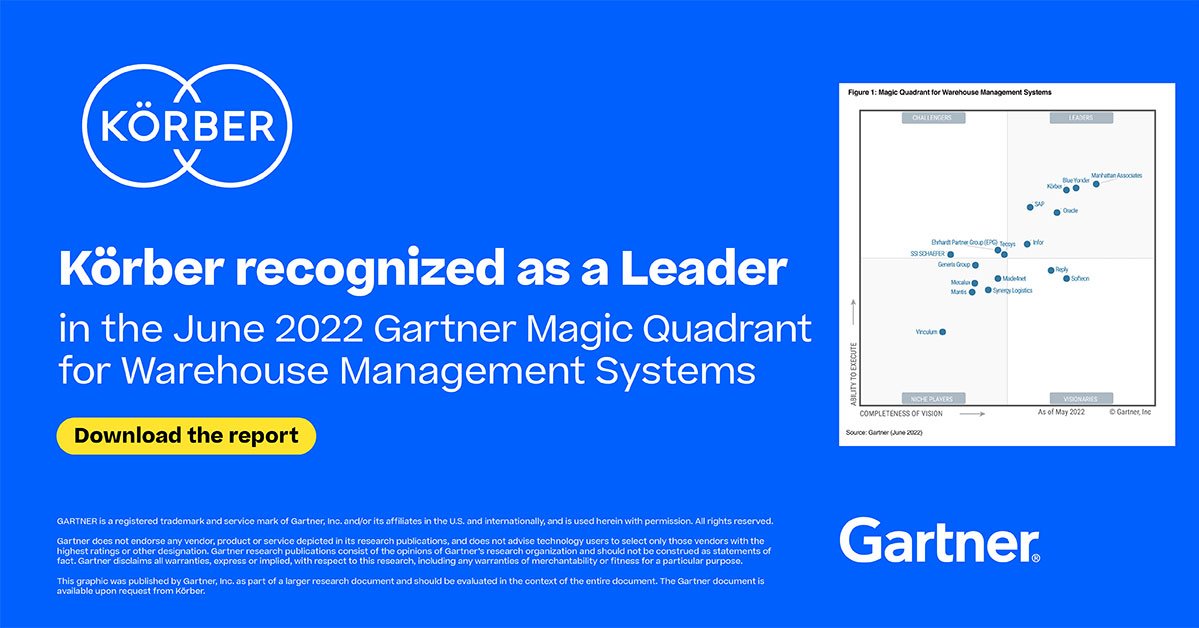 Kӧrber reconocido líder en el 2021 Gartner Magic Quadrant for Warehouse