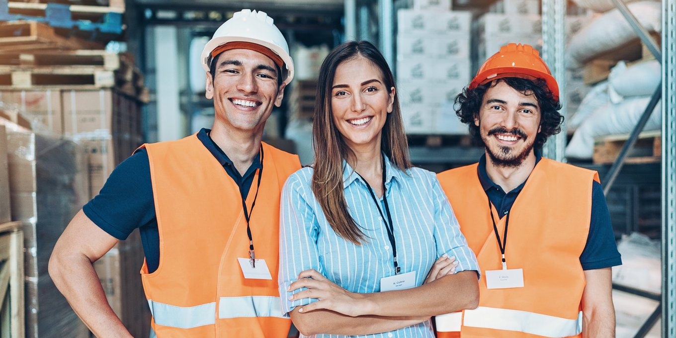 3 Happy warehouse workers